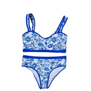 NWT Blue and White Floral Bikini‎ Swim Set